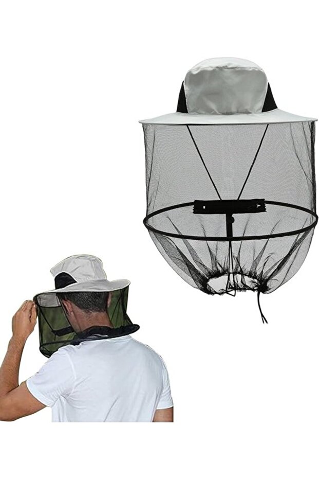 Fleece-lined beekeeping hat - mosquito net head protection outdoor hiking insect repellent
