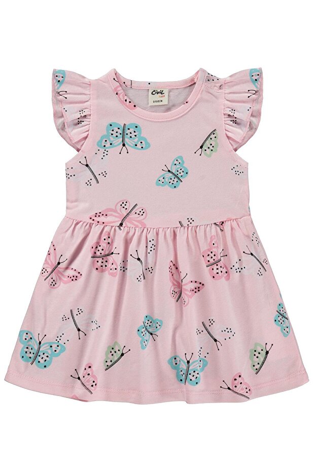 Butterfly Print 6-18 Months Dress - Pink