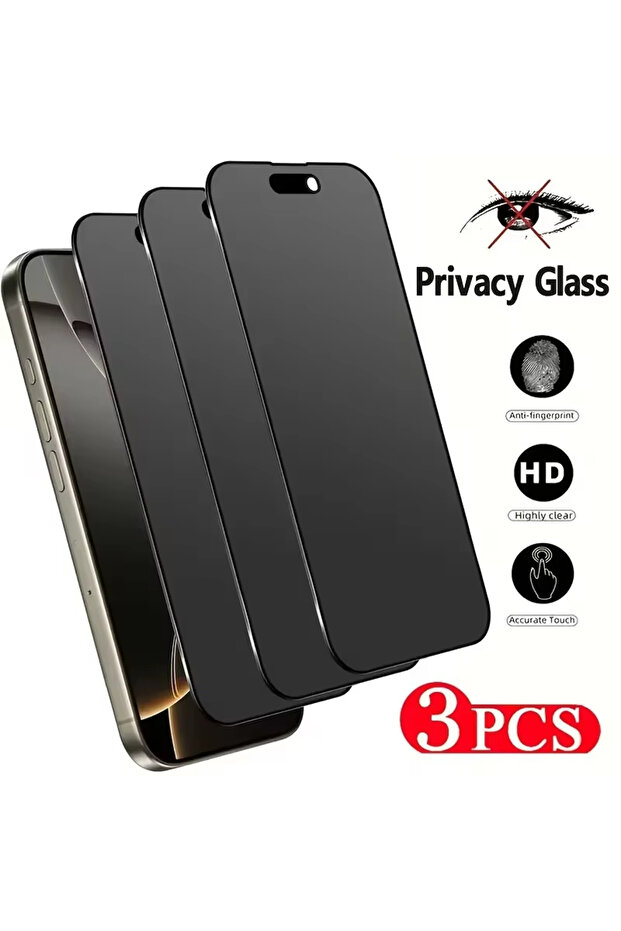 iPhone 16e Anti Peeping 3pcs black 3Pcs Privacy Screen Protectors For iPhone 17 Pro Max 14 15 16 Plu