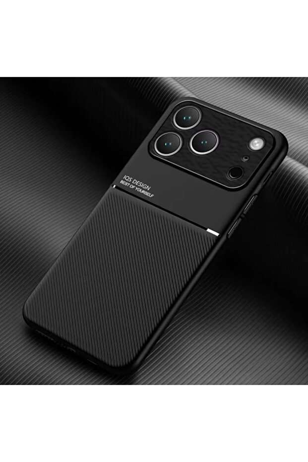 iPhone 14 Pro Black Business PU Leather Phone Case with Metal Plate for IPhone 17 Air 16 15 14 Plus