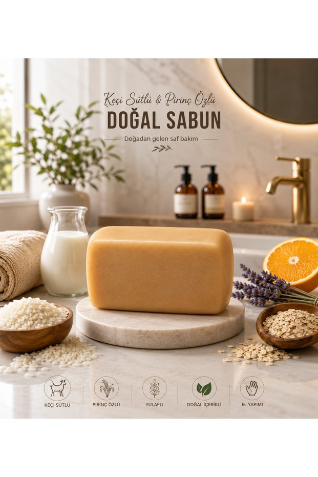 100% Natural Goat Milk Rice Soap, Soft Skin Care, Cleansing and Purifying Support