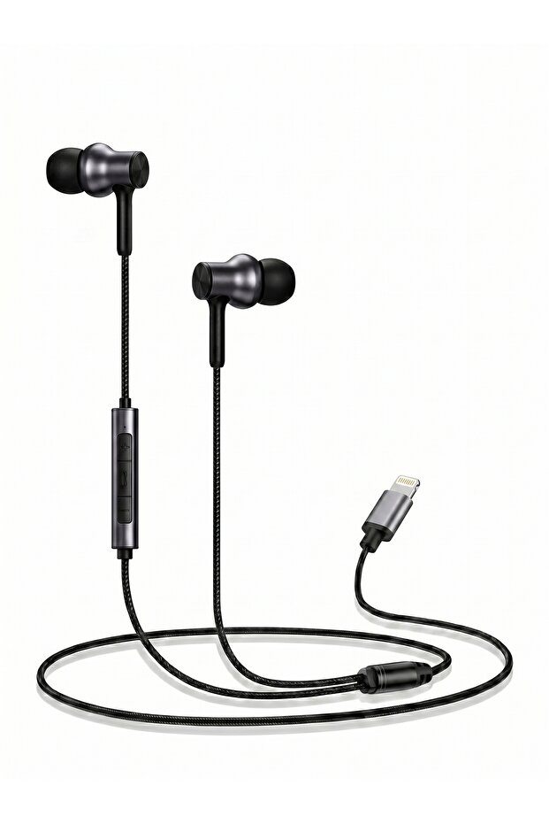 WELLTECH HFD50 Lightning Earphone is a wired Lightning earphone designed for compatible iPhone/iPad devices, with stereo sound, built-in microphone, bass audio and noise-isolating in-ear design.