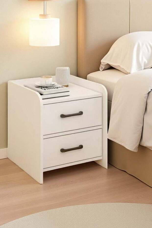 Bedside Table with 2 Drawers, Modern Nightstand for Bedroom | Simple Bedside Cabinet & Storage Side Table, End Table for Home (CT055)