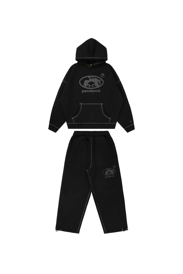 Oversize Hooded Tracksuit Set 2-Piece Sweatshirt Top and Bottom Jogger Sports Set