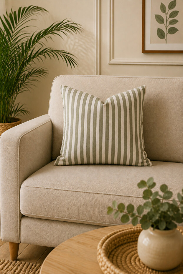 Striped Cotton Linen Cushion Cover