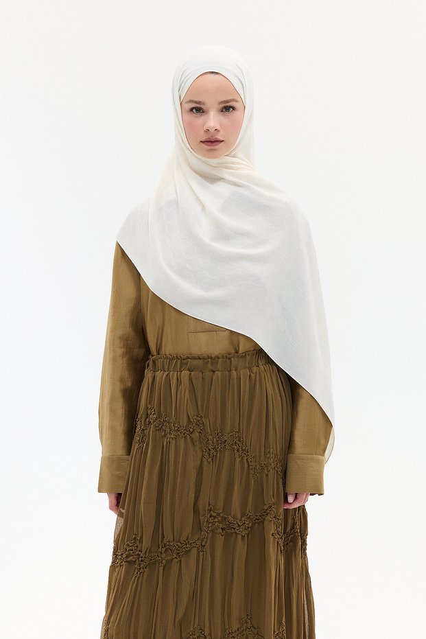 Jakar Rami Shawl with Baklava Pattern - Stone