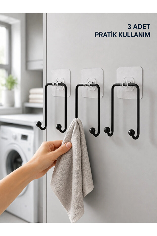 Krm 3 Pieces Adhesive Wall Hanger Multi-Purpose Practical Hanger Set Krm