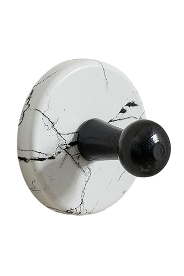 Tazweeq Suction Cup Hook, Shower Hook, Compact Entryway Wall Hanger, Bathroom Wall Hanger for Mirror Home Kitchen Tile Dorm(Marble White)