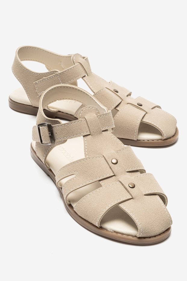 Closed Toe Buckle Women's Sandals Beige