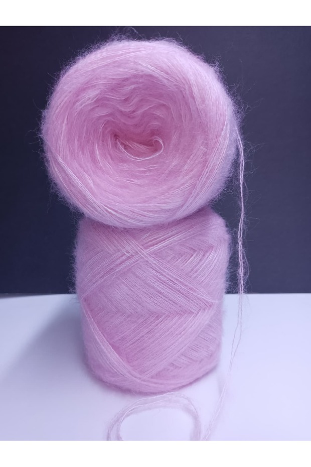 Candy Pink 2 Ply Wrap (Bol Tüylü) Thin Elite Moher Knitting Yarn 200Gr
