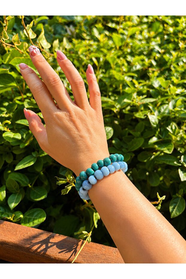 Double Color Glass Bead Bracelet Set
