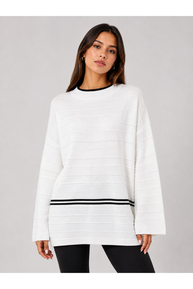 Women's Long Sleeve White Knit Sweater