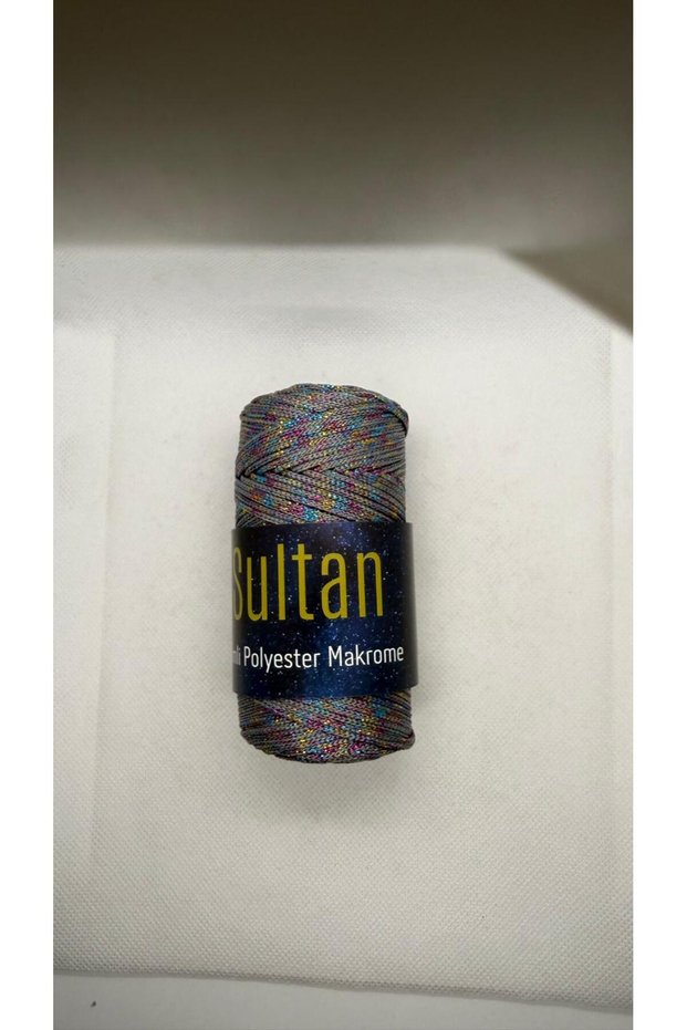 2 Pieces of Sultan Glitter Polyester Macrame Cord 100 Grams - Bag Wallet Supla Runner Basket Wall Decoration Canvas Bag Making Material - Color: 4064Greybruli