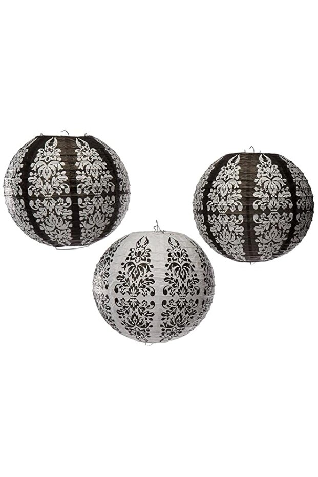 Amscan Damask Printed Lantern 3-Pack, Multicolor