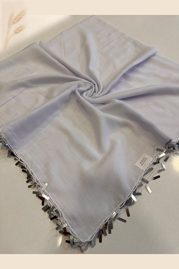 Hand Embroidered Silver Sequin Solid Color Writing Gift Box 100X100Cm
