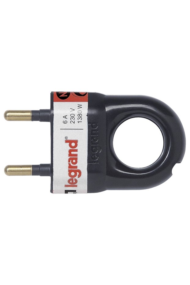 2P plug, extraction ring 050163, 6A, black