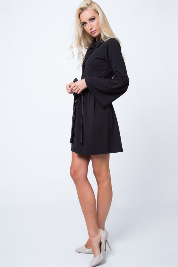 Ispanyol Kol Mini Elbise - 1