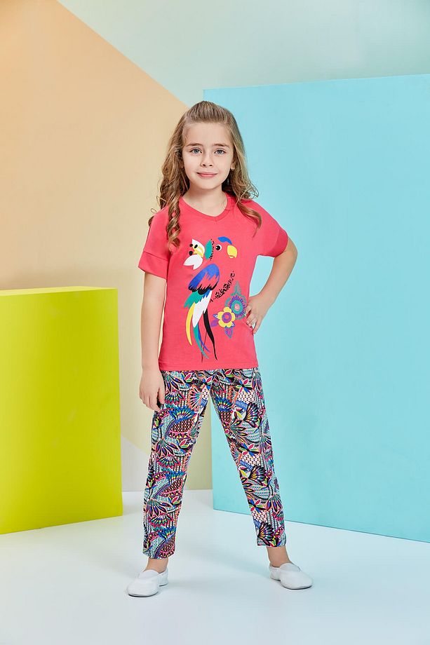 Kısa Kollu Kız Çocuk Pijama Takımı - 1