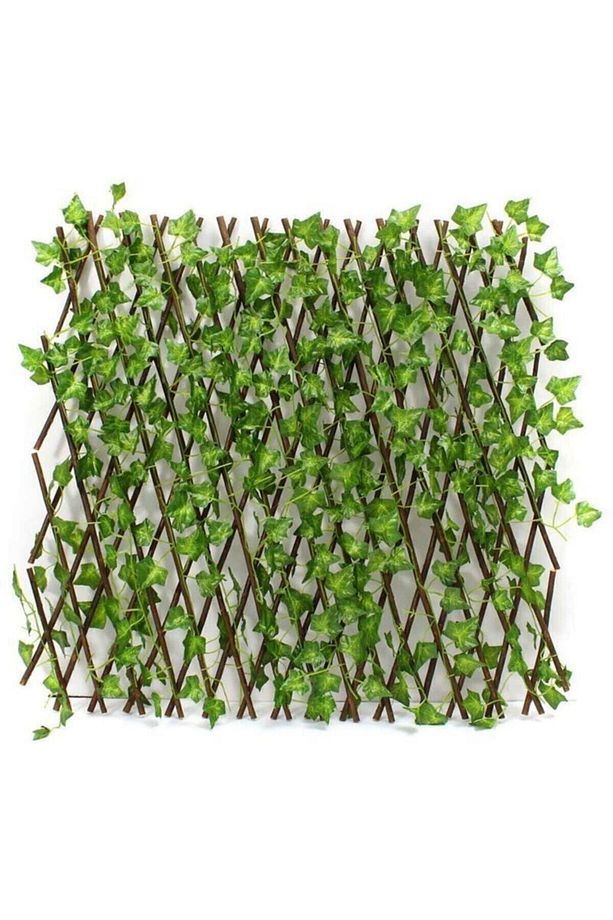 Yapay Sarmaşık Çit 60x280 Cm, Bahçe Balkon Çiti Açılır Kapanır Ahşap Akordiyon Çit - 1