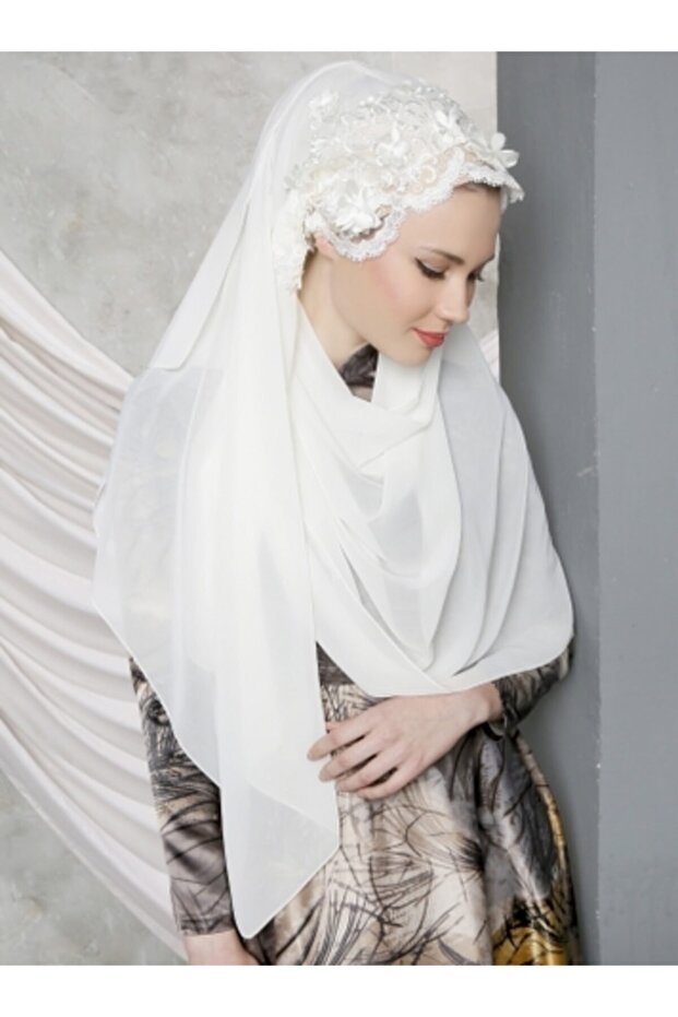 Üç Boyutlu Şal Beyaz - 1