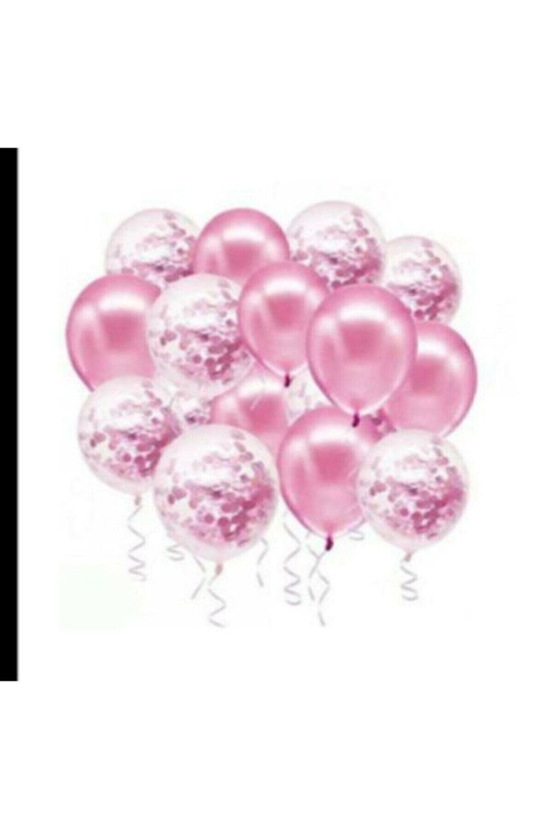 Best Pink Confetti Transparent Balloon Metallic Pink Balloon Set 20 Pieces