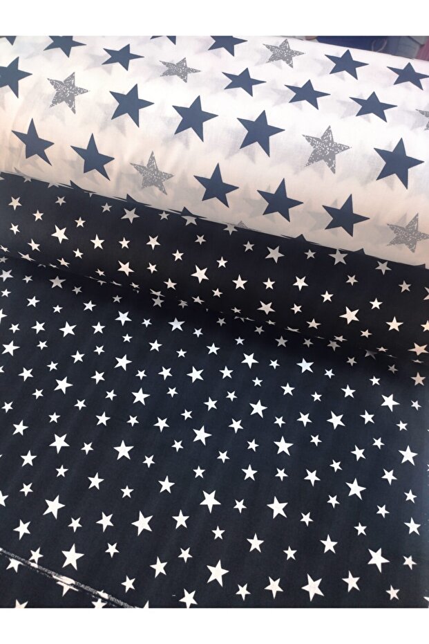 Black White Stars Poplin / Akfil Fabric 240 Width