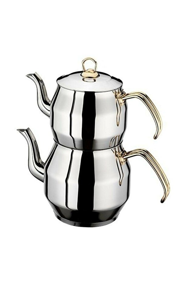 Çelik Kösem Gold Kulplu Mini Caydanlik - 1