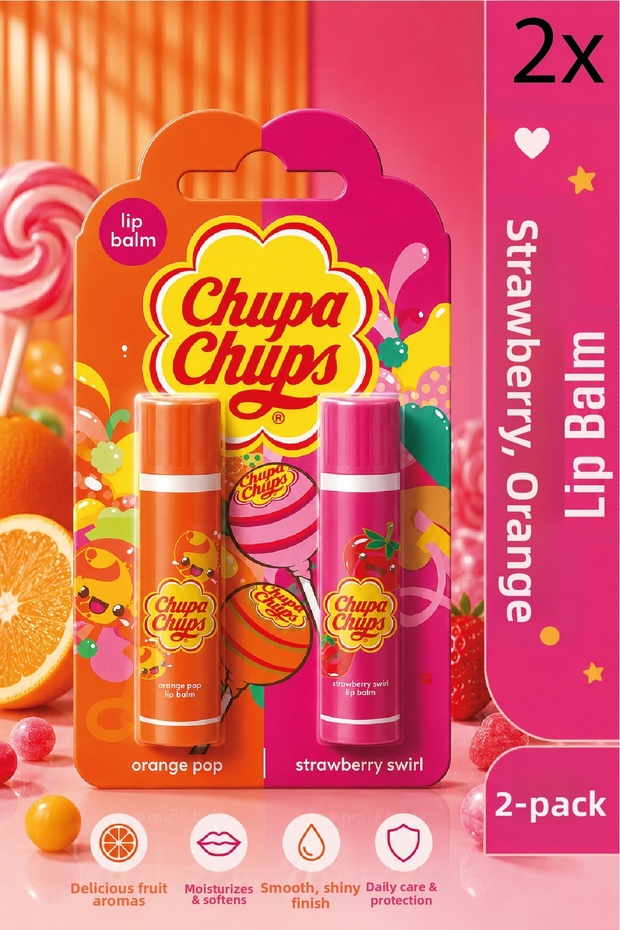 Lip Balm Lip Care Cream 4Gr Strawberry and Orange 3 Pieces