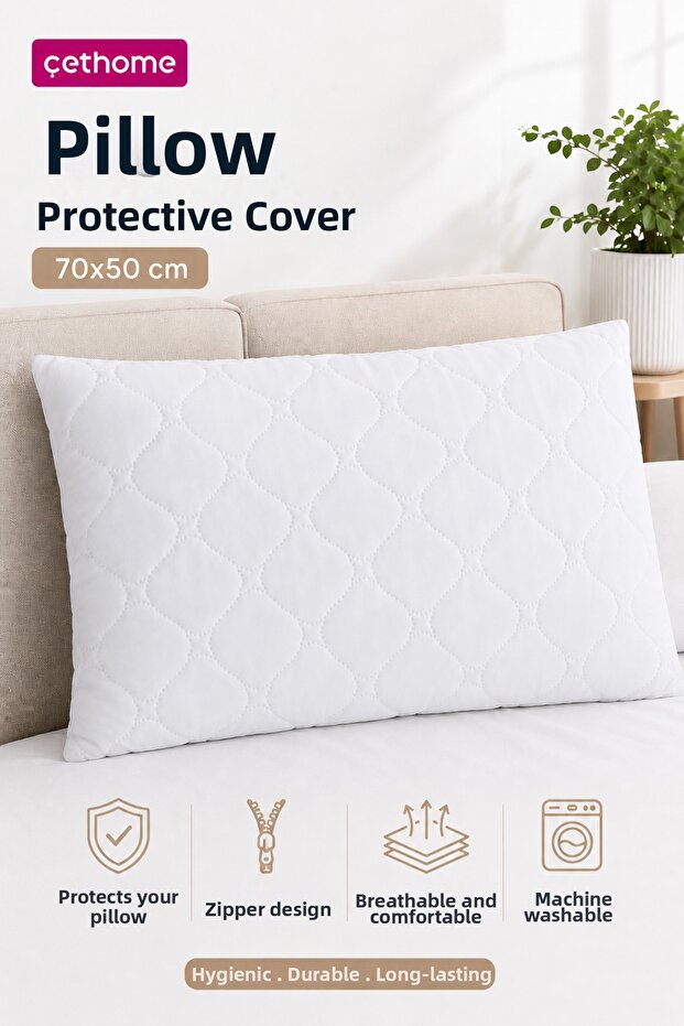 غطاء وسادة مبطن من çetHome مقاس 50x70 سم مع سحاب للإغلاق