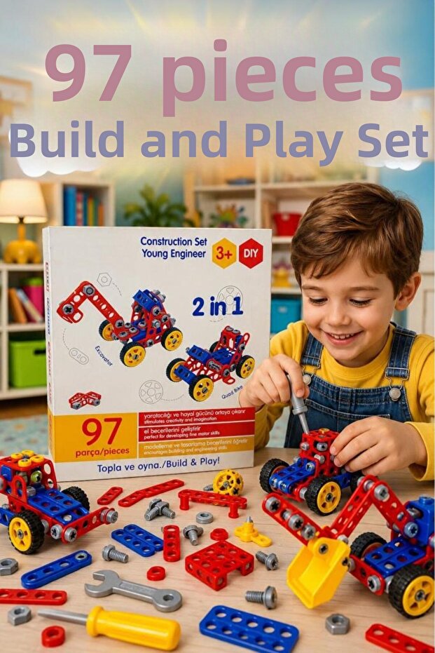 97 Pieces Educational Disassemble-Screw Inventor Design Set Educational and Creative Building Toy Set