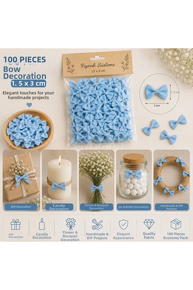 100 Pieces of Handmade Grosgrain Bows