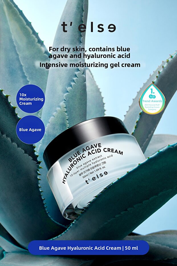 Intensive Moisturizing Gel Cream with Hyaluronic Acid t'Else Blue Agave Hyaluronic Acid Cream
