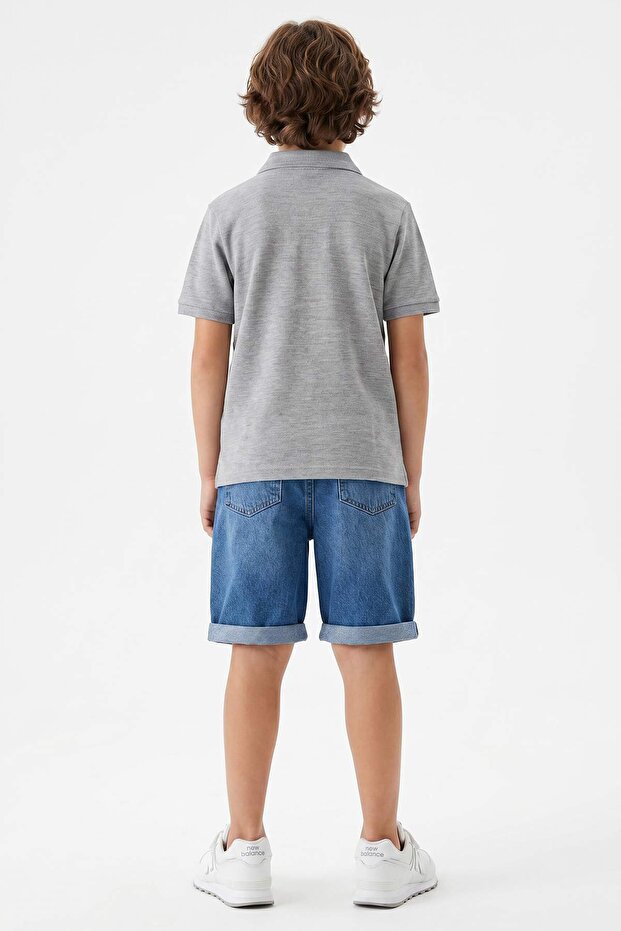 Gri Düz Örme T-Shirt TKDSS24TS00022 - 3