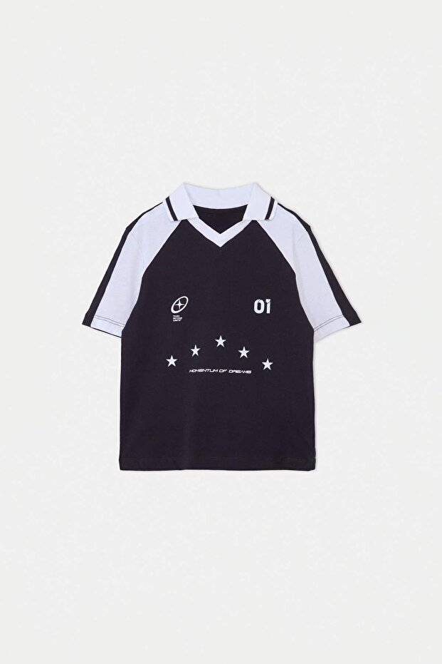 Siyah Baskılı Örme T-Shirt TKDSS26TS00056 - 4