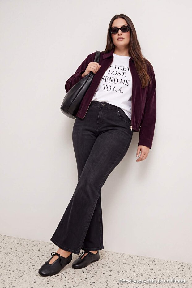 Anthracite High Waist Comfortable/Flexible Spanish Leg Flare Jeans Tbbaw27Cj00007