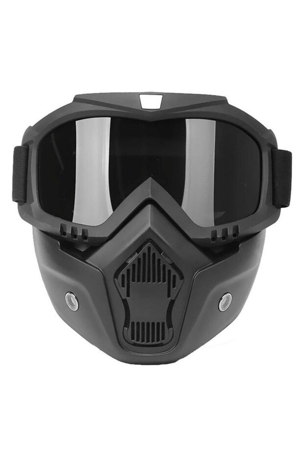 Cross Motorcycle Cycling Goggles Outdoor Helmet Mask Jet Mask with Sponge Band Elastic Black Glass