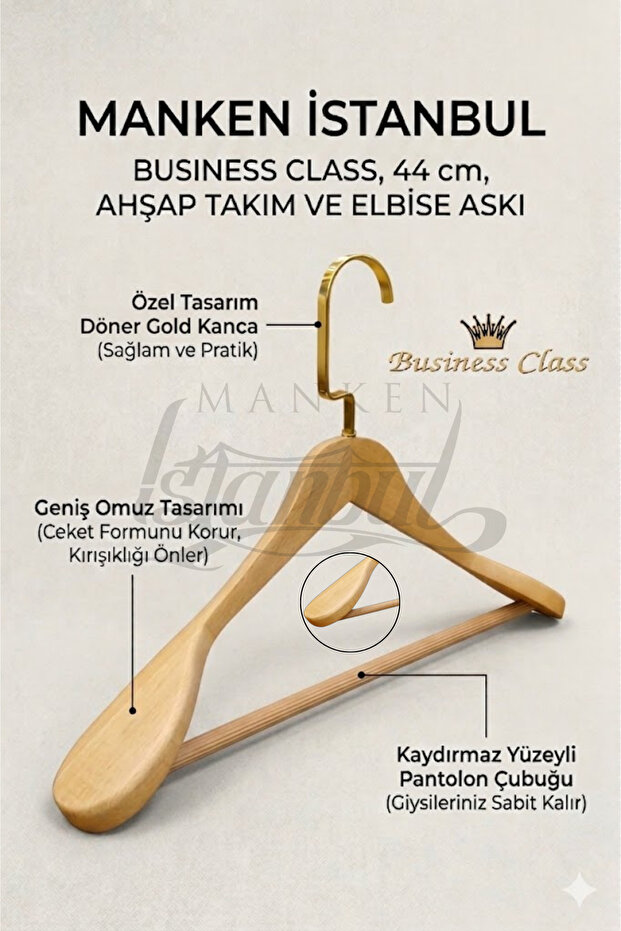 Business Class 50 Pieces 44 cm Gold Italian Hook Solid Wood Clothes Hanger Coat Hanger Jacket Hanger