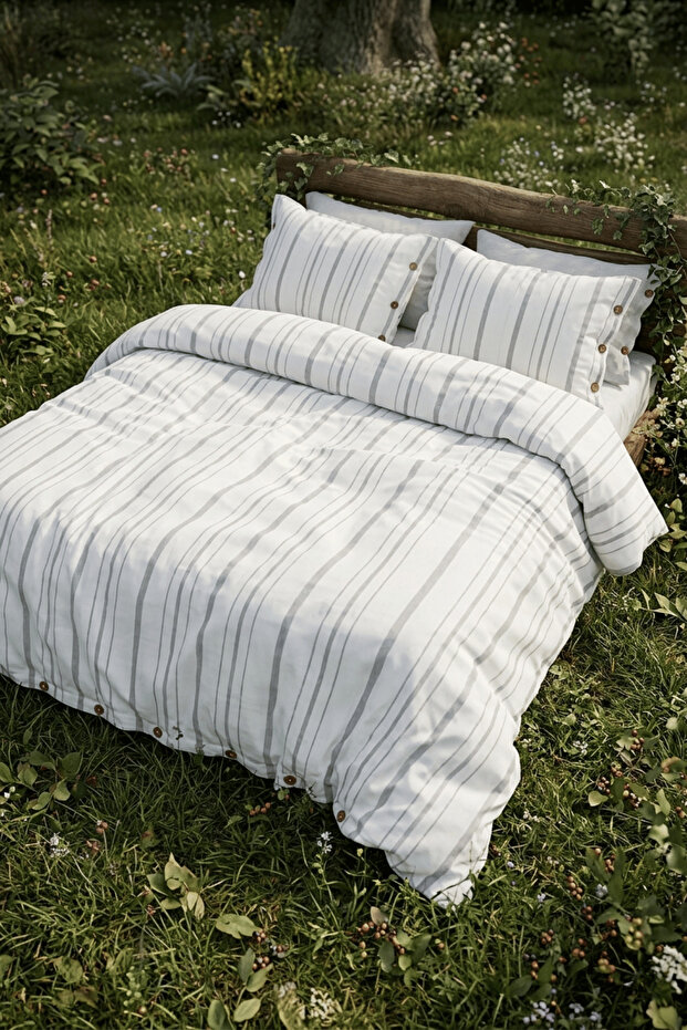 Cotton Collection Single Striped Duvet Cover Set Solinea