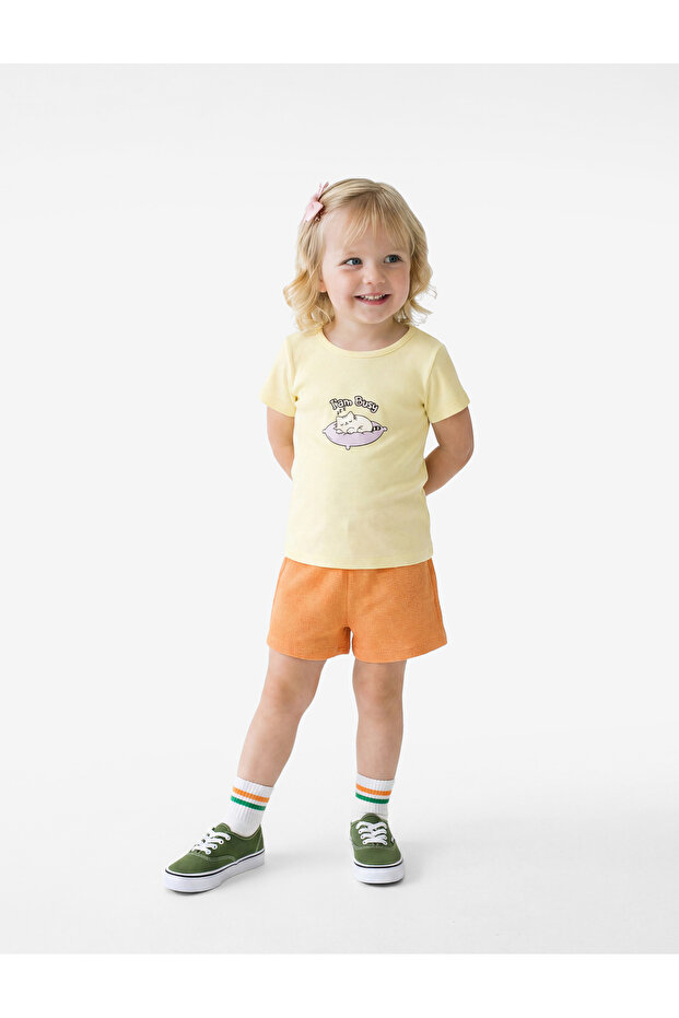 Cotton Crew Neck Cat Printed Short Sleeve T-Shirt