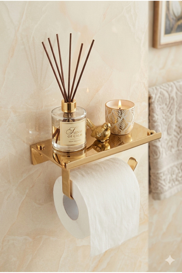 Gold Shelf Toilet Paper Holder 304 Stainless Steel Wc Paper Holder with Phone Holder