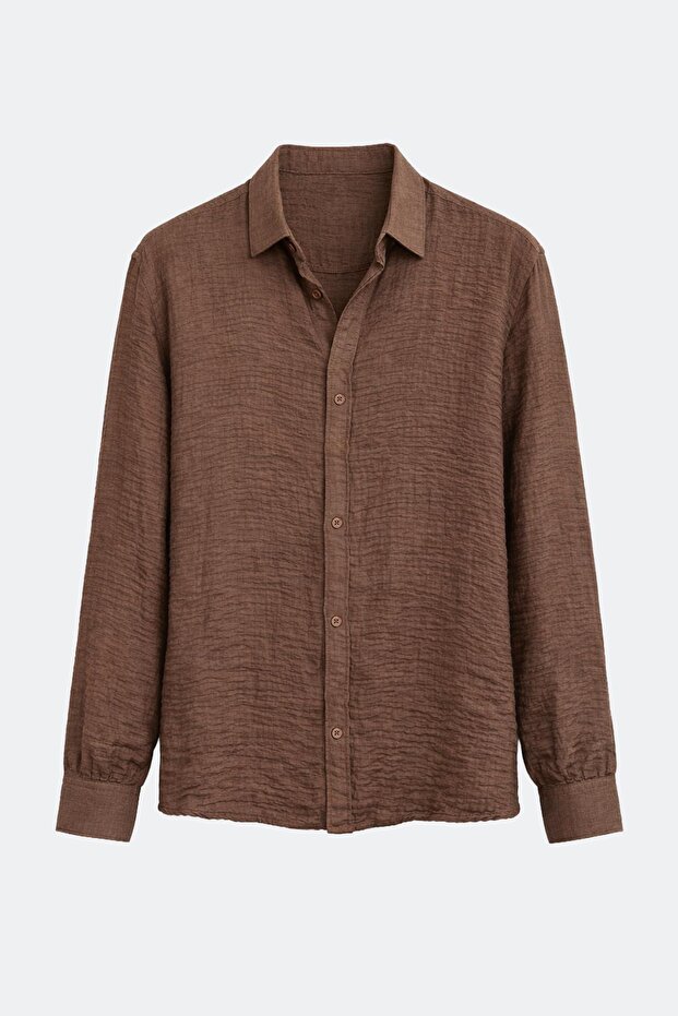 Textured oversize shirt light brown
