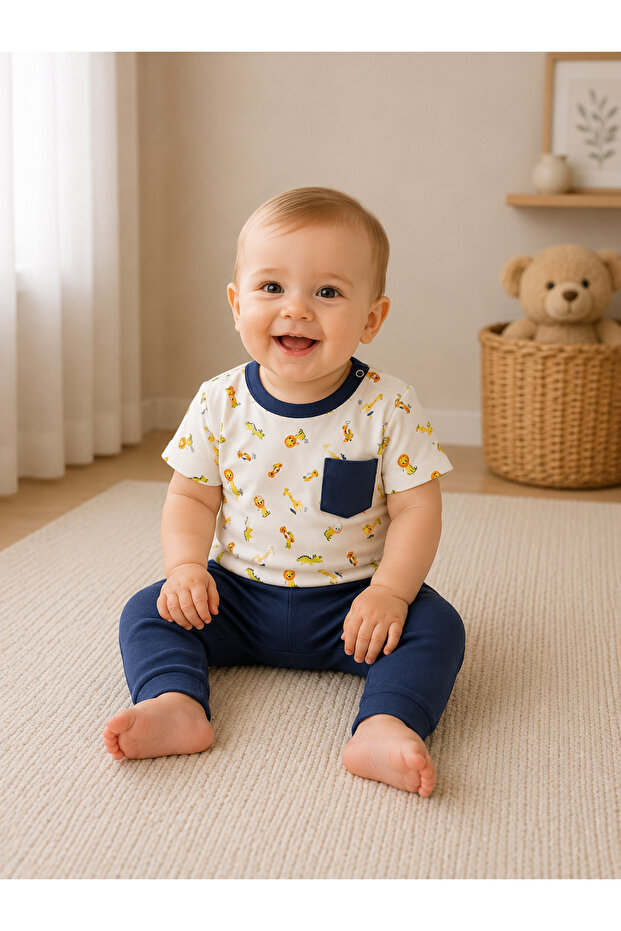 Navy Blue Baby Boy Set of 2 Navy Blue