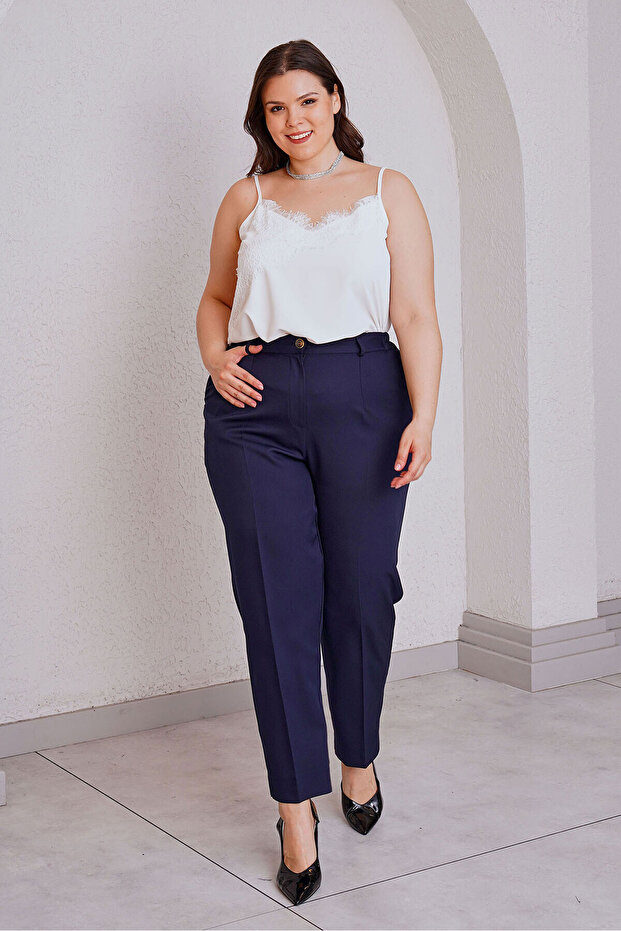 High Waist Carrot Fabric Pants