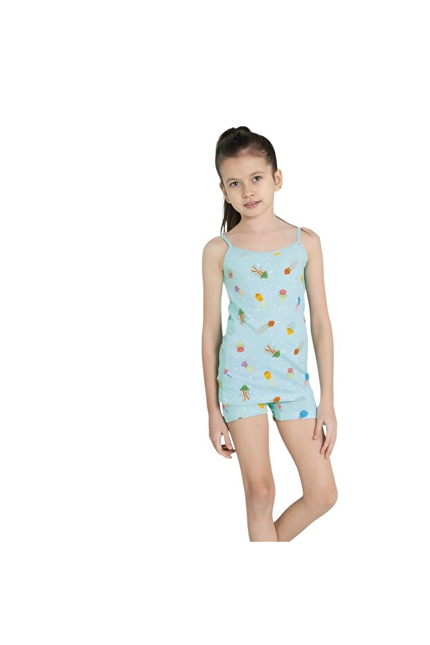 Girl's 100% Cotton Jellyfish Patterned Athlete Boxer Set