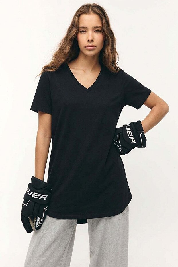 2 Pieces V-Neck Basic Viscose Blend T-Shirt - 7