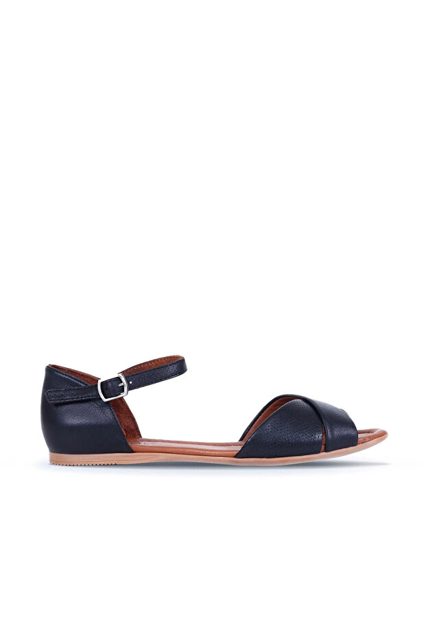 Black Leather Women Sandals 01Wl1217