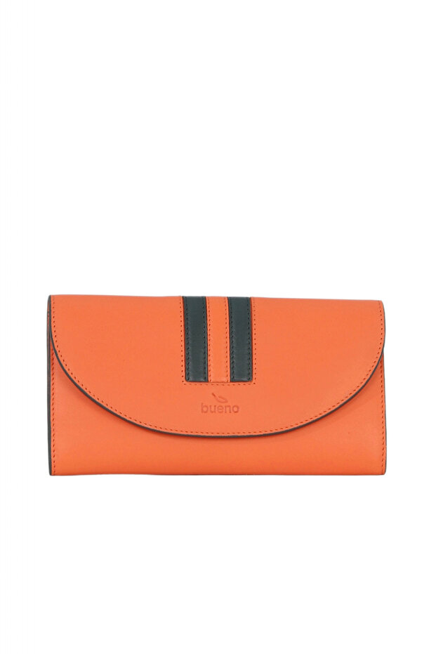 Orange Khaki Leather Women's Wallet