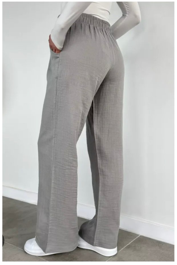 Women's Muslin Trousers Wide Leg Summer Casual Pants
