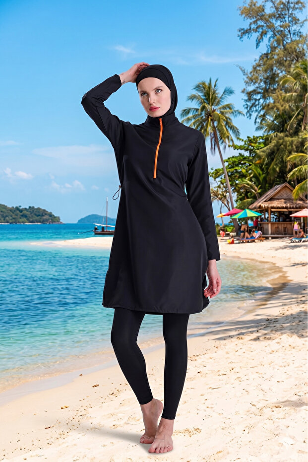 Water Repellent Parachute Fully Covered Double Boneli Hijab Swimsuit