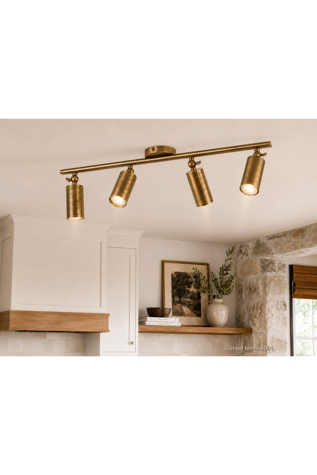 Zenta 4-Piece Decorative Antique Finish Movable Modern Chandelier & Sconce (Daylight Led Bulbs Included...)